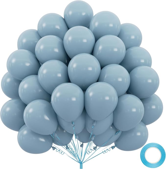 50pcs Matte Dusty Blue Party Balloons, 12 Inch | Slate Blue Latex Helium by Colorfullifefromnowon