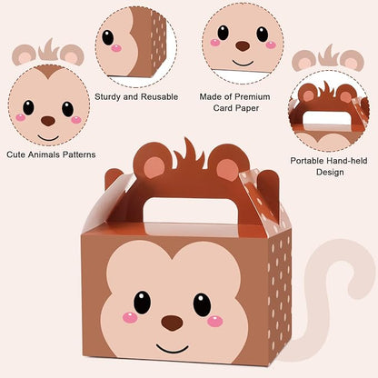 24 Pack Jungle Safari Animals Party Favor Boxes Zoo Animals Theme Happy - Image 3