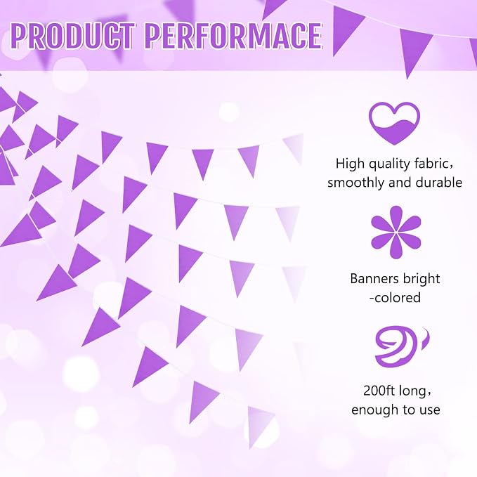 Tatuo 200 Feet Solid Pennant Banners Flags String Triangle Hanging DIY Bunting - Image 2