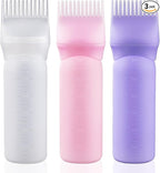 Cosywell Root Comb Applicator Bottle 6 Ounce Hair Dye Applicator Brush 3 Pack for Hair Root Comb Color with Graduated Scale(Pink White Purple)