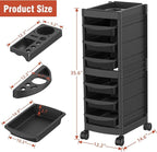 7-Layer Salon Trolley Cart with 6 Drawers, Professional Salon Rolling Cart with Wheels for Hair Stylist, Portable Barber Station with Extra Storage Space for Tattoo, Barber