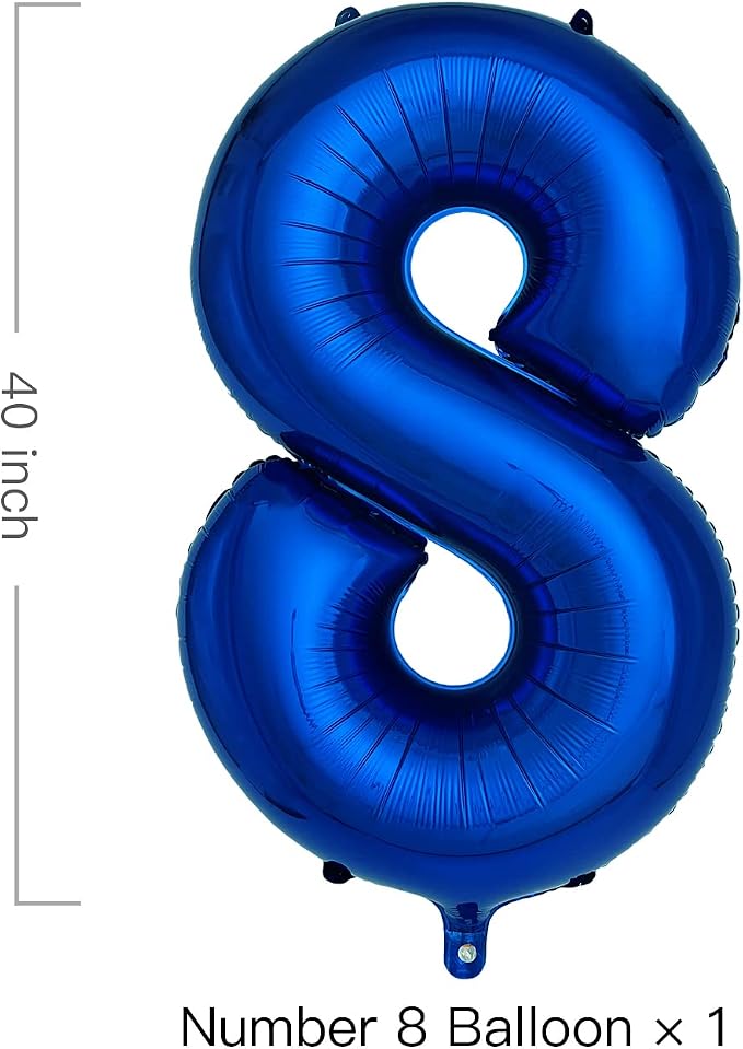 Navy Blue Number 8 Balloons 40 Inch Large Dark Blue Helium Foil Balloons - Image 2