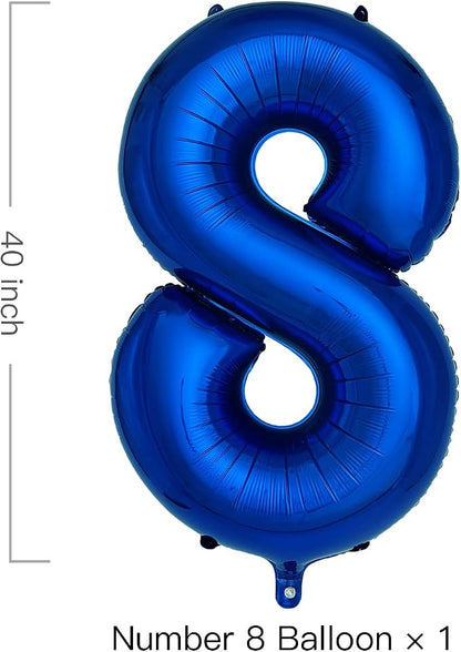 Navy Blue Number 8 Balloons 40 Inch Large Dark Blue Helium Foil Balloons - Image 2