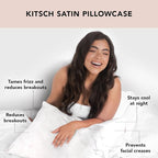 Kitsch Satin Pillowcase with Zipper for Hair & Skin, Softer Than Silk Pillow Cases Queen, Wrinkle-Free, Smooth and Cooling Satin Pillow Covers, Standard Size 19"x26", Marble