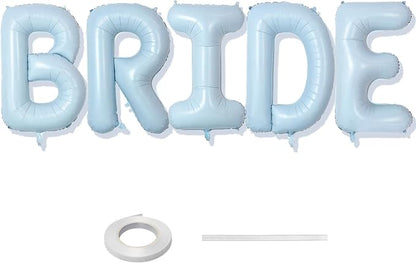 40 Inch Baby Blue BRIDE Balloons, Large Light Pastel Bride Foil Helium Balloon by Paeyeq