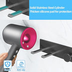 Self Adhesive Hair Dryer Holder Wall Mounted-Bathroom Hair Blow Dryer Rack Organizer Compatible with Supersonic Hair Dryers, Matte Black
