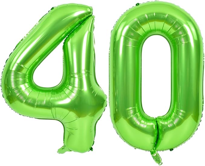 TONIFUL 40 Inch Green Number 40 Balloon Large Foil 40th Birthday Decoration | by TONIFUL
