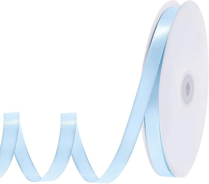 woric 120 Yards Blue Satin Ribbon 3/8 Inch Light Baby Blue Thin Ribbon | by woric