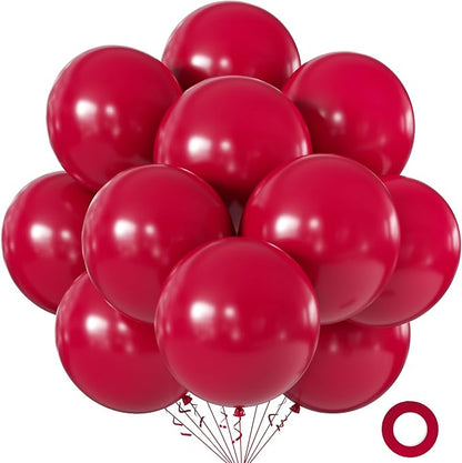 Burgundy Red Balloons 18 Inch 24 Pack Matte Helium Latex Round Balloons by KALOR