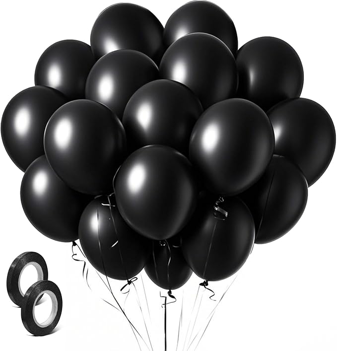Black Balloons Party Decorations 160 Pack 5 inch Round Halloween Latex Balloons by BOMSI