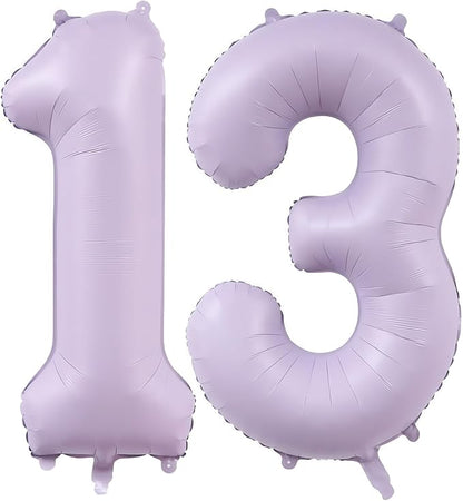 Pastel Purple 13 Number Balloons, 40 Inch Light Purple 13 Balloons Large Helium by BBPOOL
