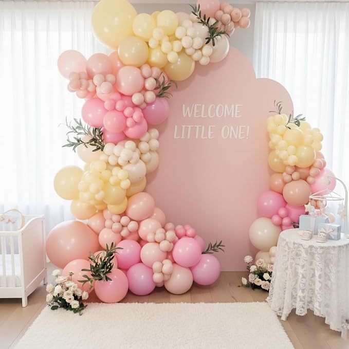 Pink and Yellow Balloon Arch Garland Kit 157pcs, Pastel Pink Light Pink Yellow - Image 4