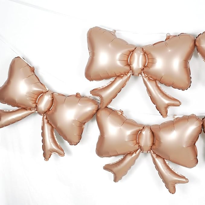 6 Pieces Bow Balloons, Rose Gold Matte Metallic Foil Bow Balloon - Image 2
