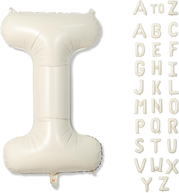 Cream 40 Inch I Foil Name Balloon, Self Inflating Large Letter Balloons by Lingqiang