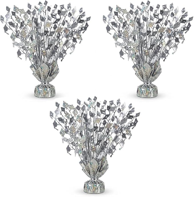 PMU 3 Pcs Silver Graduation Balloon Weights, Graduation Centerpieces by PMU