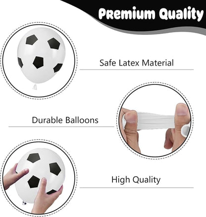 Black White Soccer Ball Balloons, 12 Inch Soccer Printed Balloon - Image 3