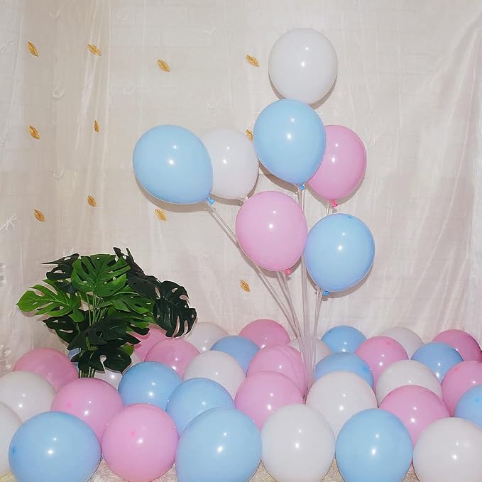 300 Pcs Pink Blue and White 5 Inch Balloons Macaron Pastel Pink and Blue White - Image 3