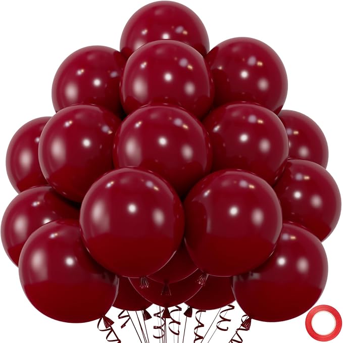 50pcs Burgundy Balloons, 12 Inch Maroon Balloons | Helium Quality by Colorfullifefromnowon