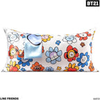 Kitsch x BT21 Satin Pillowcase with Zipper – Better Than Silk Pillowcase, Koya Character & Funky Floral Print – Soft Cooling Toddler Bed Time Pillow Case for Hair & Skin – King Size 19x36