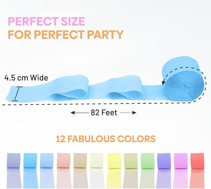 12 Pastel Crepe Paper Streamers, 656ft Pack of Party Decorations | Each roll is - Image 4