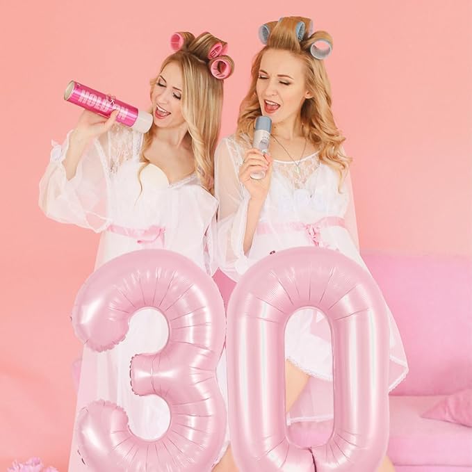 TONIFUL 40 Inch Pastel Pink Number 0 Balloons Large Foil Birthday Decor | Light - Image 4