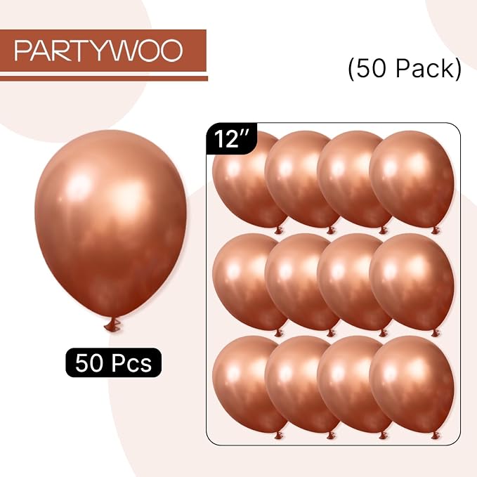 PartyWoo Copper Chrome Balloons 50pcs Metallic Brown Bronze Color | 12 Inch - Image 6