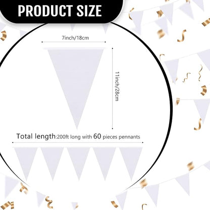 Tatuo 200 Feet Solid Pennant Banners Flags String Triangle Hanging DIY Bunting - Image 2