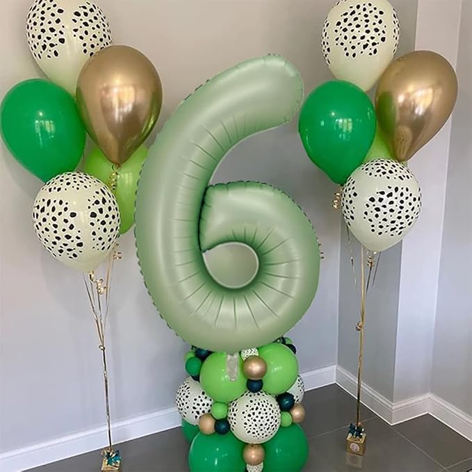 Number 6 Balloon, 40-Inch Sage Green Number Balloon | 40-inch foil balloon - Image 3