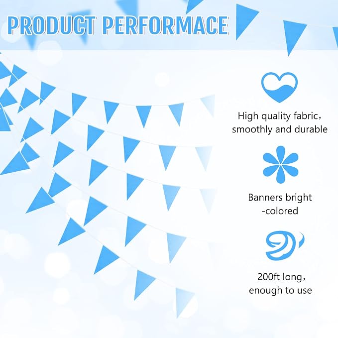 Tatuo 200 Feet Solid Pennant Banners Flags String Triangle Hanging DIY Bunting - Image 3
