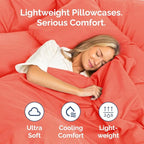 King Pillow Cases Set of 2 - Ultra Soft Hotel Quality Pillowcase Covers - Comfy, Cozy & Wrinkle Free - Shrinkage, Stain and Fade Resistant - Machine Washable Pillow Protectors - 2 Piece Set - Coral