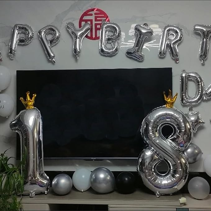 Silver Number 6 Balloon with Crown, 40 inch Silver Number Balloon 6th Birthday - Image 3