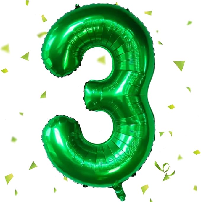 Green Number Balloons, 40 Inch Dark Green Balloon 3.3 Helium Balloon 3rd by Yeodong