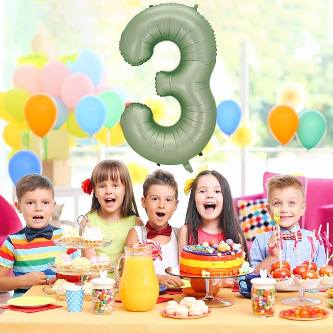 Number 3 Balloon, 40-Inch Sage Green Number Balloon | 40-inch foil balloon - Image 5
