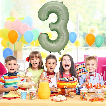 Number 3 Balloon, 40-Inch Sage Green Number Balloon | 40-inch foil balloon - Image 5