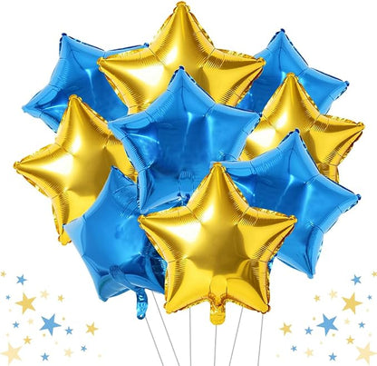 TONIFUL 15 Pcs Star Balloons 18 Inch Large Blue and Gold Foil Balloons | Big by TONIFUL