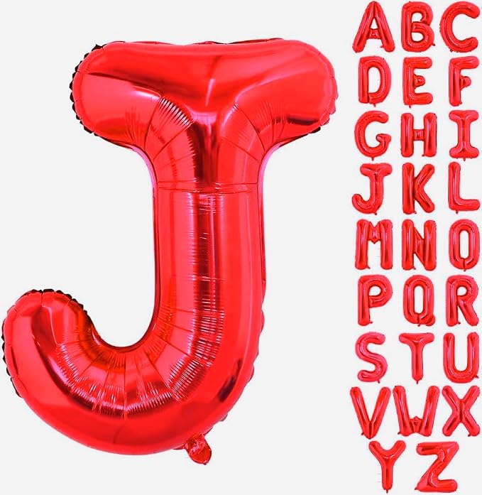 Red Letter J Balloons, J Balloon 40 Inch J Balloons Letter - Image 2