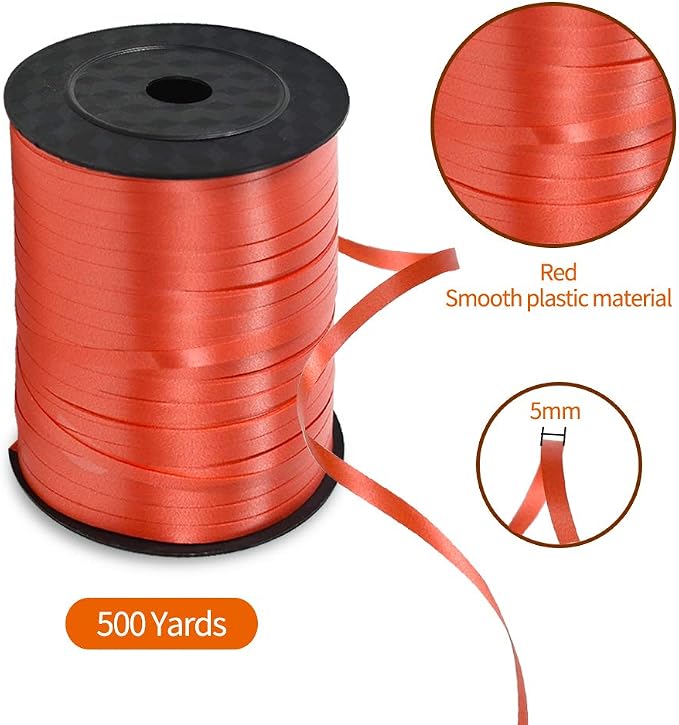 TONIFUL 500 Yards Red Curling Ribbon Balloon String Gift Wrapping Decor | Red - Image 2