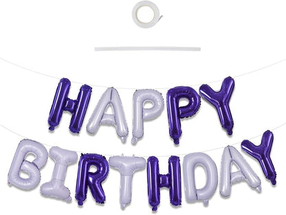 TONIFUL 16 Inch Light and Dark Purple Happy Birthday Foil Balloons | Mixed by TONIFUL