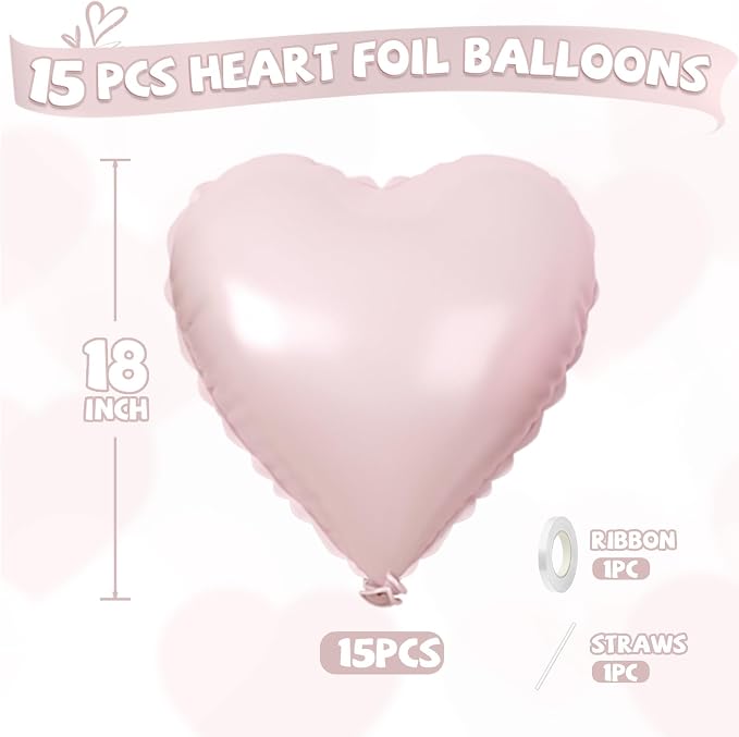 Baby Pink Cream Heart Balloons, Pastel Pink Helium Balloon - Image 2