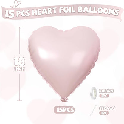 Baby Pink Cream Heart Balloons, Pastel Pink Helium Balloon - Image 2