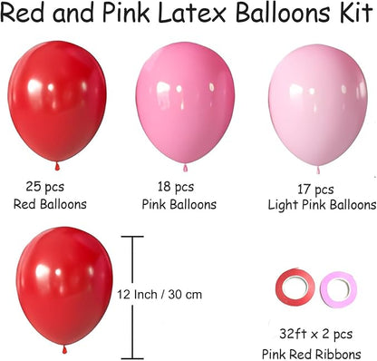 Pink Red Balloons Valentines Balloons 60pcs 12 Inch Red and Pink Latex Balloon - Image 7