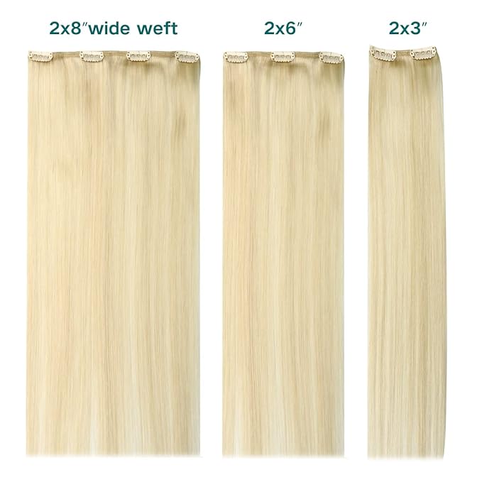 SURNEL Clip in Hair Extensions Platinum Blonde Straight Real Clip in Human Hair Extensions 18inch 6pcs 120g(#60,18'')