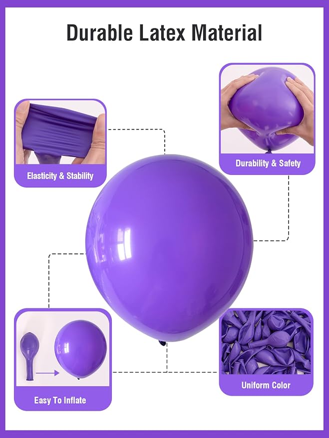 Purple Balloons 12 Inch 60 Pcs Dark Royal Purple Latex Balloons - Image 4