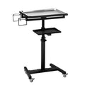 POARMEEY Salon Tray on Wheels, Premium Stainless Steel Tattoo Tray Rolling Trolley, Adjustable Service Rolling Tray Hairdresser Cart with Clinic Spa Rolling Tray Wheels (Black)