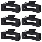 4 Inch Big Hair Claw Clips 6 Pcs Large Claw for Thick Hair Square Hair Clips for Women Rectangle Hair Clips Nonslip Acrylic Banana Jaw Clips Hair Accessories for Girls (Black)