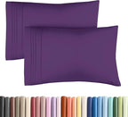 King Pillow Cases Set of 2 - Ultra Soft Hotel Quality Pillowcase Covers - Comfy, Cozy & Wrinkle Free - Shrinkage, Stain and Fade Resistant - Machine Washable Pillow Protectors - 2 Piece Set - Purple