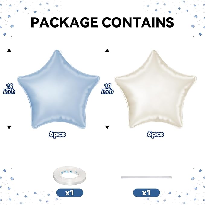 Dusty Blue Star Balloons, 18 Inches Star Foil Balloons - Image 2