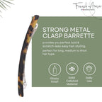French Amie Long and Thin Large 4" Celluloid Automatic Handmade Hair Clip for Girls Strong Hold No Slip Grip Hair Claw Clips for Women, Made in France (Tokyo)