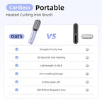 CARESKY® Cordless Curling Iron Brush, 1.5 Inch Mini Travel Hair Curler with 200 Million Negative Ions, Portable Heated Round Straightener Brush Rechargeable for Curl, Touch-Up, De-Frizz, Styling