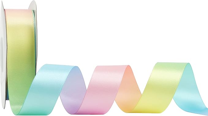 Pastel Ribbon Pastel Rainbow Ribbon 1 inch Rainbow Craft Ribbons Gift Satin - Image 3